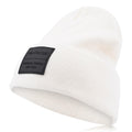 VINTAGE HAVANA Off White Beanie Hats Men & Women | Warm Winter Hat Knit Cuffed Beanies Unisex | Vintage Patch Beanie