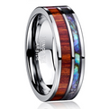 Sortija de Tungsteno y Diseño de Concha y Madera