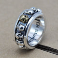 S925 Silver Skull Ring for Men, Punk Style Accessory
