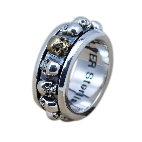 S925 Silver Skull Ring for Men, Punk Style Accessory